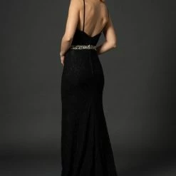 Nina Canacci 2299 Plunging V Neckline Long Lace Wedding Dress Prom Evening Gown