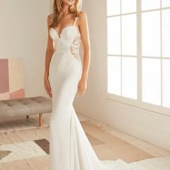 White One Bridal OKAPI Pronovias Wedding Dress Sheer Lace Sexy Mermaid Gown Mermaid Dresses