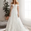 In Stock White One Bridal OLIOLA Size 16 Pronovias Wedding Dress Lace Off The Shoulder A Line Gown