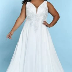Sydney's Closet SC5249 V Neckline A Line Wedding Dress Plus Sized SC 5249 Fiona