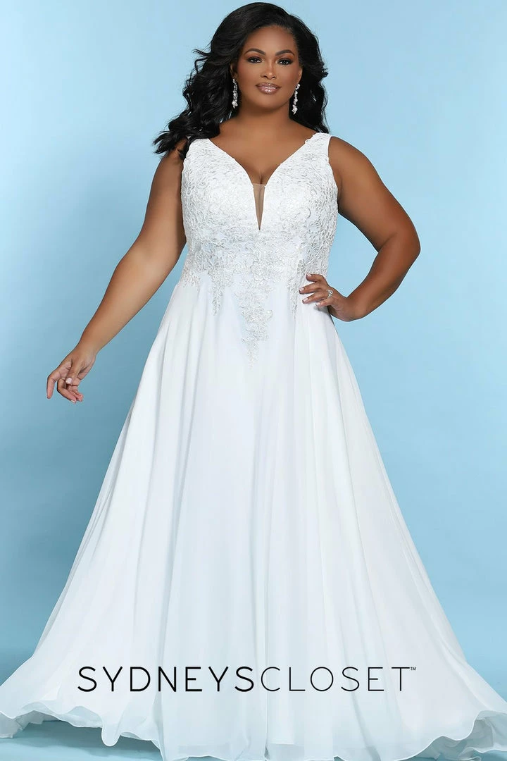 Sydney's Closet SC5249 V Neckline A Line Wedding Dress Plus Sized SC 5249 Fiona 3 Sydney's Closet SC5249 V Neckline A Line Wedding Dress Plus Sized SC 5249 Fiona