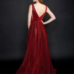 Nina Canacci 5208 Long Ballgown Prom Pageant Gown Shimmer Dress V Neck