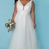 Sydney's Closet SC5270 Aline Wedding Dress Lace V Neckline Sleeveless SC 5270 Anne Marie Corset Dresses