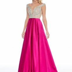 Ashleylauren Ashley Lauren 1792 Off The Shoulder Beaded Satin Pageant Gown