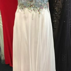 In Stock CLEARANCE Precious Formals Glam Gurlz S53002 Size 0 Prom Dress In Ivory/Turquoise