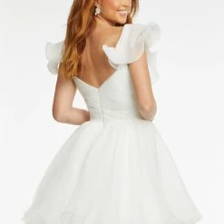 Ashleylauren Ashley Lauren 4464 Cocktail Dress Organza Wire Hem Ruffle Neckline