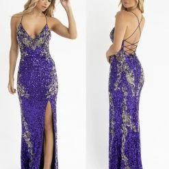 In Stock Primavera Couture 3211 Neon Pink Size 10 Sequin Prom Dress Pageant Gown Evening Formal Wear Side Slit Backless Dresses