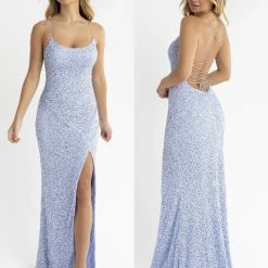 In Stock Primavera Couture 3290 Size 0 Fuchsia Prom Dress Sequins Long Fitted Tie Back Scoop Neckline 165 In Stock Primavera Couture 3290 Size 0 Fuchsia Prom Dress Sequins Long Fitted Tie Back Scoop Neckline