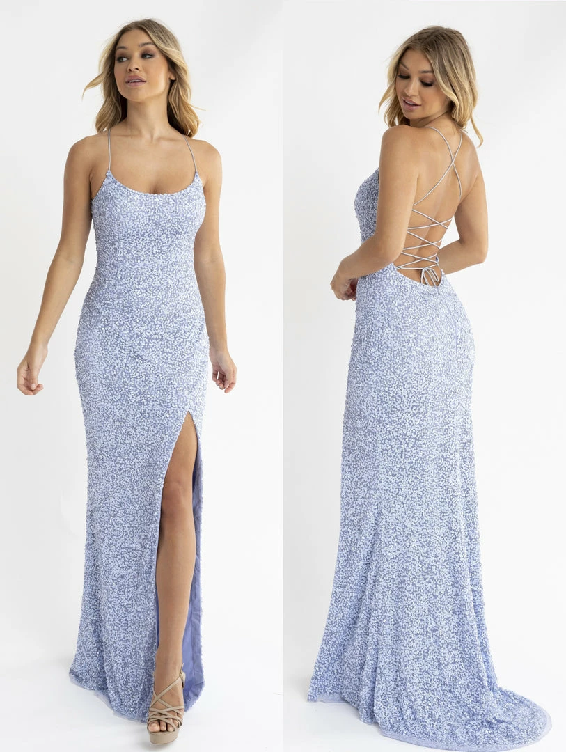 In Stock Primavera Couture 3290 Size 0 Fuchsia Prom Dress Sequins Long Fitted Tie Back Scoop Neckline 52 In Stock Primavera Couture 3290 Size 0 Fuchsia Prom Dress Sequins Long Fitted Tie Back Scoop Neckline