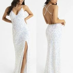 In Stock Primavera Couture 3295 Ivory Prom Dress V Neckline Sequins Long Evening Gown Sizes 8 Backless Dresses 9 In Stock Primavera Couture 3295 Ivory Prom Dress V Neckline Sequins Long Evening Gown Sizes 8 Backless Dresses
