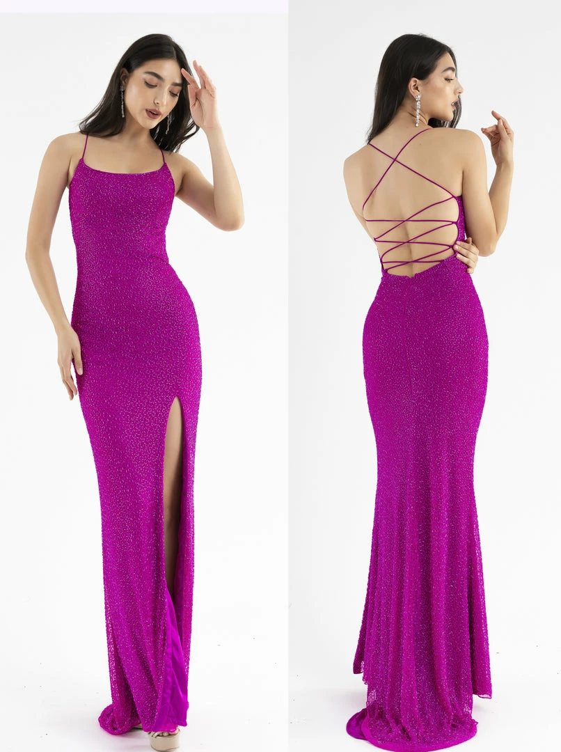 Backless Dresses Primavera Couture 3413 Scoop Neckline Beaded Sequins Prom Dress Open Back Slit 16 Backless Dresses Primavera Couture 3413 Scoop Neckline Beaded Sequins Prom Dress Open Back Slit