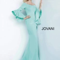 Jovani 1588 Off The Shoulder Bell Sleeve Long Mermaid Evening Gown Mermaid Dresses