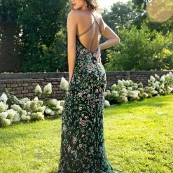 Primavera Couture 3073 Long Beaded Floral Print Prom Dress Evening Gown Side Slit
