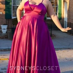 Sydney's Closet SC7301 Neon A Line Plus Size Prom Dress Evening Gown Satin Pockets SC 7301 Sydney's Closet And Tease Prom