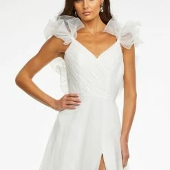 Ashleylauren Ashley Lauren 11166 Organza Prom Dress With Ruffle Shoulder Detail Ballgown Dresses