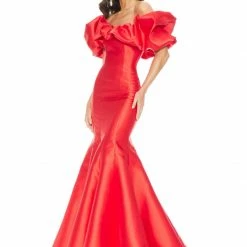 Ashleylauren Ashley Lauren 11057 Off The Shoulder Mikado Prom Dress With Oversized Ruffles