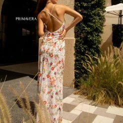 Primavera Couture 3073 Long Beaded Floral Print Prom Dress Evening Gown V Neckline Slit Sequin Dresses 165 Primavera Couture 3073 Long Beaded Floral Print Prom Dress Evening Gown V Neckline Slit Sequin Dresses