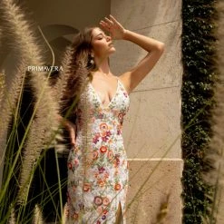 Primavera Couture 3073 Long Beaded Floral Print Prom Dress Evening Gown V Neckline Slit Sequin Dresses 170 Primavera Couture 3073 Long Beaded Floral Print Prom Dress Evening Gown V Neckline Slit Sequin Dresses