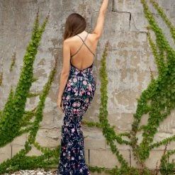 Primavera Couture 3073 Long Beaded Floral Print Prom Dress Evening Gown Side Slit