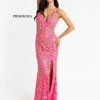 Primavera Couture 3073 Long Beaded Floral Print Prom Dress Evening Gown V Neckline Slit Sequin Dresses