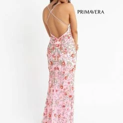 Primavera Couture 3073 Long Beaded Floral Print Prom Dress Evening Gown Side Slit