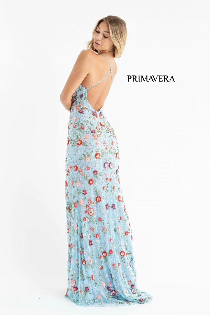 Primavera Couture 3073 Long Beaded Floral Print Prom Dress Evening Gown V Neckline Slit Sequin Dresses 73 Primavera Couture 3073 Long Beaded Floral Print Prom Dress Evening Gown V Neckline Slit Sequin Dresses