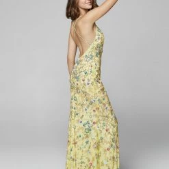 Primavera Couture 3073 Long Beaded Floral Print Prom Dress Evening Gown Side Slit