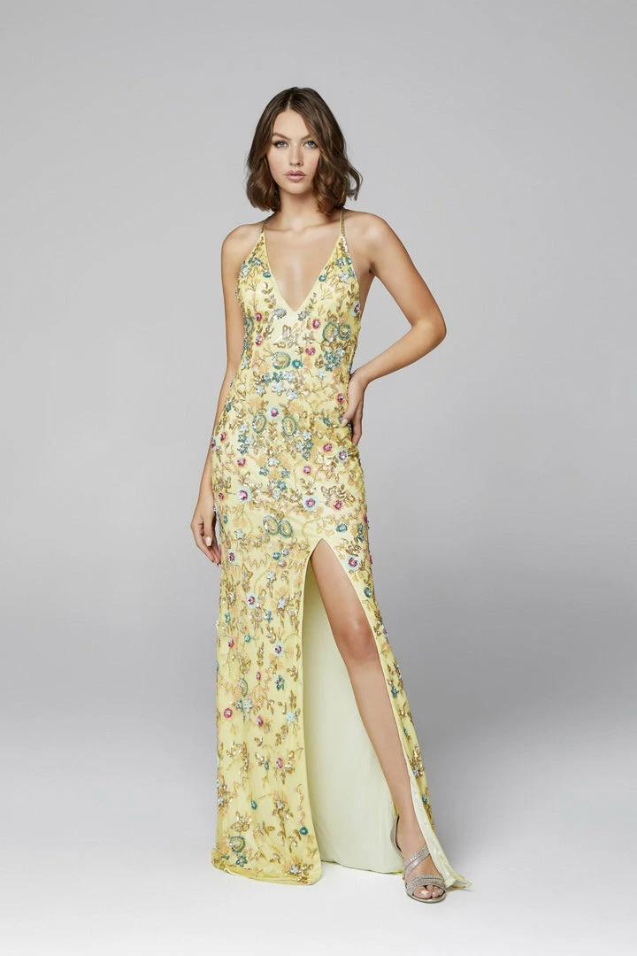 Primavera Couture 3073 Long Beaded Floral Print Prom Dress Evening Gown V Neckline Slit Sequin Dresses 60 Primavera Couture 3073 Long Beaded Floral Print Prom Dress Evening Gown V Neckline Slit Sequin Dresses