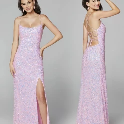 In Stock Corset Dresses Primavera Couture 3290 Size 4 Prom Dress Sequins Long Fitted Tie Back Scoop Neckline