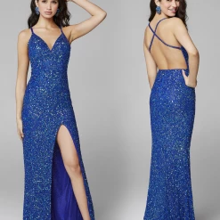 In Stock Backless Dresses Primavera Couture 3291 Blue Prom Dress Sequins V Neckline Fitted Side Slit Backless Sizes 00, 2, 4, 8, 12, 14 10 In Stock Backless Dresses Primavera Couture 3291 Blue Prom Dress Sequins V Neckline Fitted Side Slit Backless Sizes 00, 2, 4, 8, 12, 14