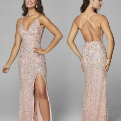Sequin Dresses Primavera Couture 3291 Long Fitted Backless Sequin Prom Dress Formal Evening Gown