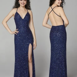 Sequin Dresses Primavera Couture 3291 Long Fitted Backless Sequin Prom Dress Formal Evening Gown