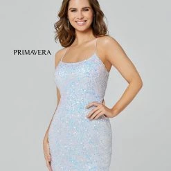 In Stock Primavera 3351 Blue Cocktail Dress Short Fitted Sequin Backless Homecoming Dress Size 4, 8 54 In Stock Primavera 3351 Blue Cocktail Dress Short Fitted Sequin Backless Homecoming Dress Size 4, 8