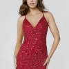 In Stock Primavera Couture 3352 Red Short Fitted Beaded Backless Cocktail Dress Homecoming Size 00 Backless Dresses