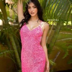 Primavera Couture 3353 Cocktail Dress Sequin Backless V Neckline Fitted
