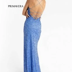 Backless Dresses Primavera Couture 3413 Scoop Neckline Beaded Sequins Prom Dress Open Back Slit 121 Backless Dresses Primavera Couture 3413 Scoop Neckline Beaded Sequins Prom Dress Open Back Slit