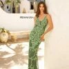 Primavera Couture 3433 Long V Neckline Sequin Prom Dress Embellished Straight Skirt