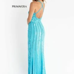 In Stock Primavera Couture 3441 Pink Prom Dress Sequin Embellished Iridescent V Neckline Size 00, 4, 10
