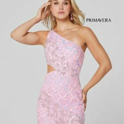 Primavera Couture 3504 Cocktail Dress One Shoulder Sequin Beaded Short Dress Sequin Dresses