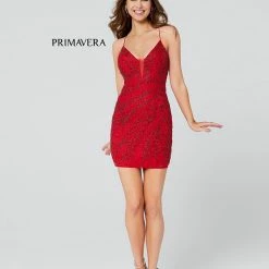 Backless Dresses Primavera Couture 3554 Cocktail Dress Shimmer Multi Sequins Embellished