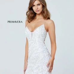 In Stock Backless Dresses Primavera Couture 3554 Nude Turquoise Homecoming Dress Size 00 Shimmer Multi Sequins Embellished