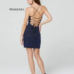 Primavera Couture 3558 Cocktail Dress Rosette Beaded Scoop Neckline Lace Up Tie Back Backless Dresses 67 Primavera Couture 3558 Cocktail Dress Rosette Beaded Scoop Neckline Lace Up Tie Back Backless Dresses