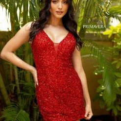 In Stock Primavera Couture 3572 Cocktail Dress Short Sequin Fitted Homecoming Dress Size 00,0,2,4