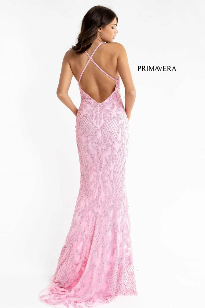 In Stock Backless Dresses Primavera Couture 3721 Size 0 Neon Pink Beaded Prom Dress V Neckline Slit Crisscross Open Back 24 In Stock Backless Dresses Primavera Couture 3721 Size 0 Neon Pink Beaded Prom Dress V Neckline Slit Crisscross Open Back