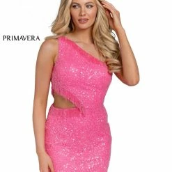 Primavera Couture 3863 Short 2022 Homecoming Dress Fitted Sequin Beaded Cocktail Dress