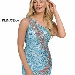 Primavera Couture 3864 Short 2022 Homecoming Dress Fitted Sequin Beaded Cocktail Dress
