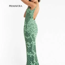 Primavera Couture 3433 Long V Neckline Sequin Prom Dress Embellished Straight Skirt 133 Primavera Couture 3433 Long V Neckline Sequin Prom Dress Embellished Straight Skirt