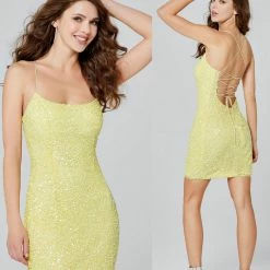 In Stock Backless Dresses Primavera Couture 3351 Size 2 Cocktail Dress Short Fitted Sequin Backless Homecoming Dress