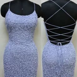 Primavera Couture 3351 Cocktail Dress Short Fitted Sequin Backless Homecoming Dress Sequin Dresses