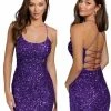 In Stock Backless Dresses Primavera Couture 3351 Size 4 Cocktail Dress Short Fitted Sequin Backless Homecoming Dress